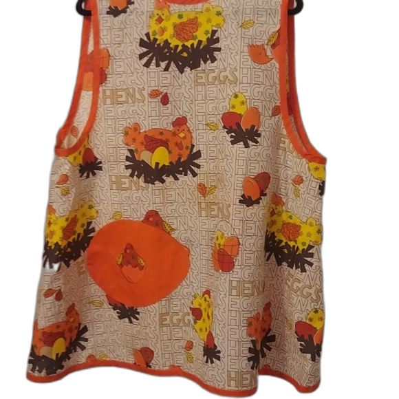 Apron Vest Vintage Mid Century Modern Retro hen and egg orange  +FREE  cookbook - Picture 1 of 5